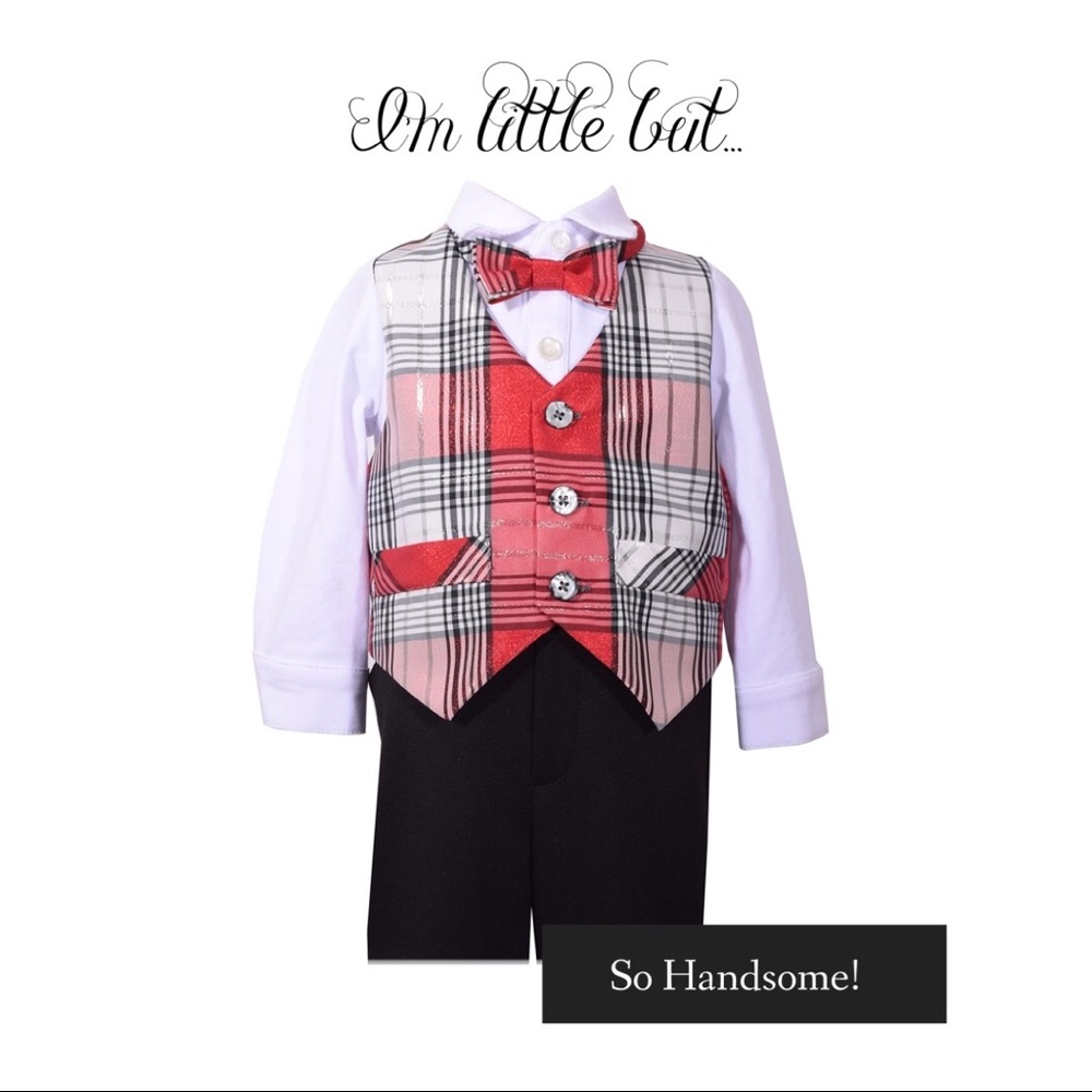 4 pcs. suit/w shirt, vest, pants and and bow tie.